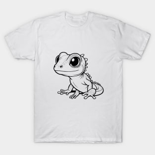 Cute Baby Gecko Animal Outline T-Shirt